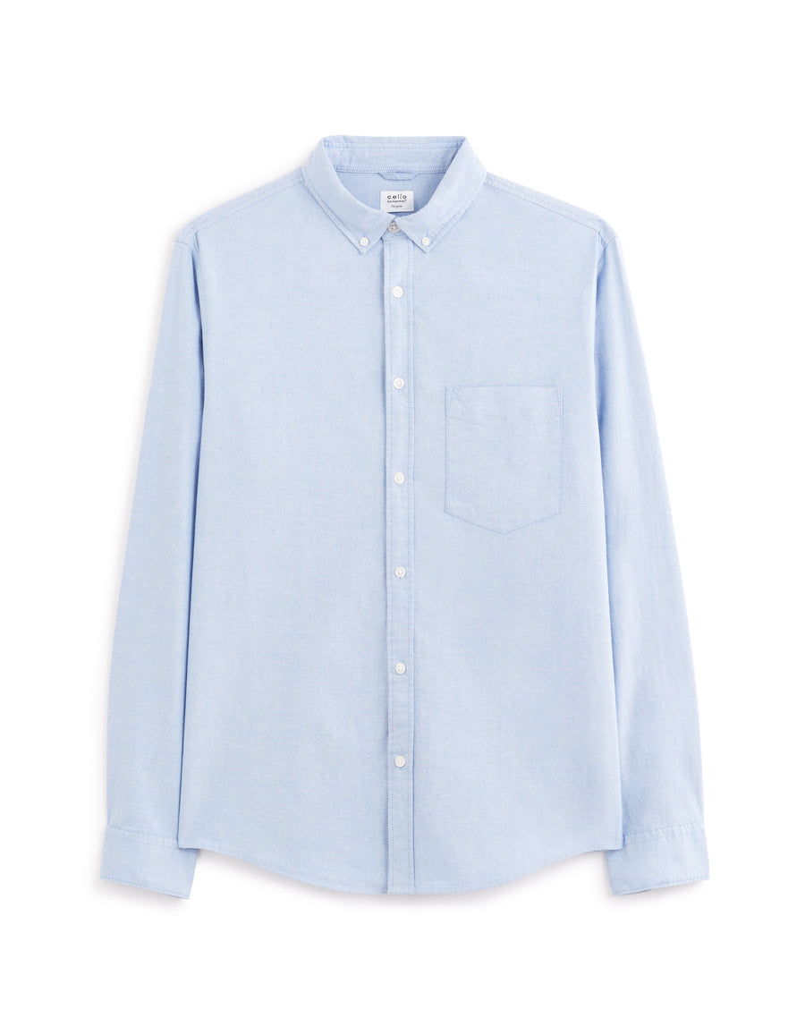 Regular Fit 100% Cotton Spread Collar Formal Shirt - Light Blue