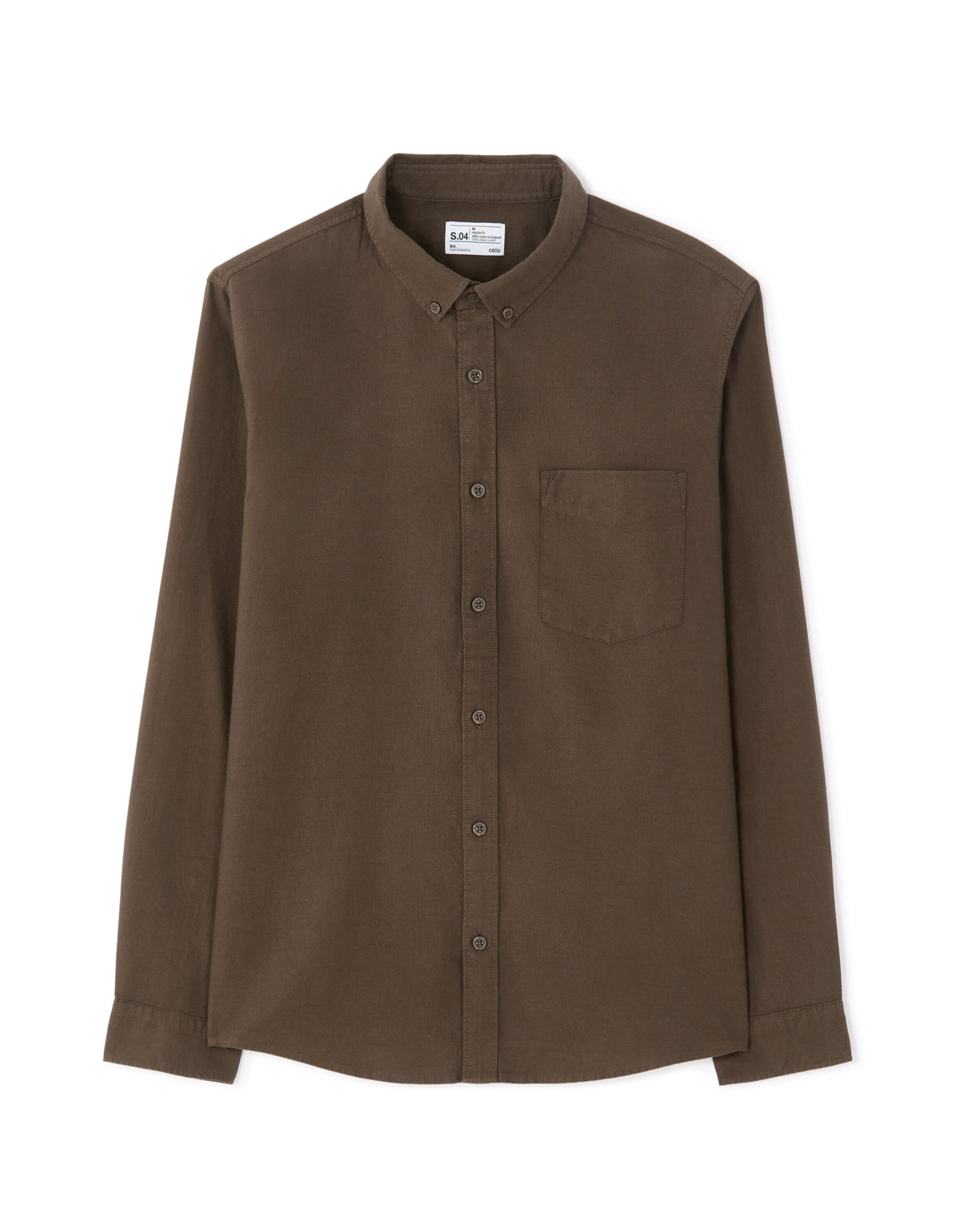 Regular Fit 100% Cotton Solid Spread Collar Shirts - Brown