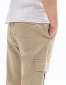 Slim Fit Stretch Cotton Trousers - Beige