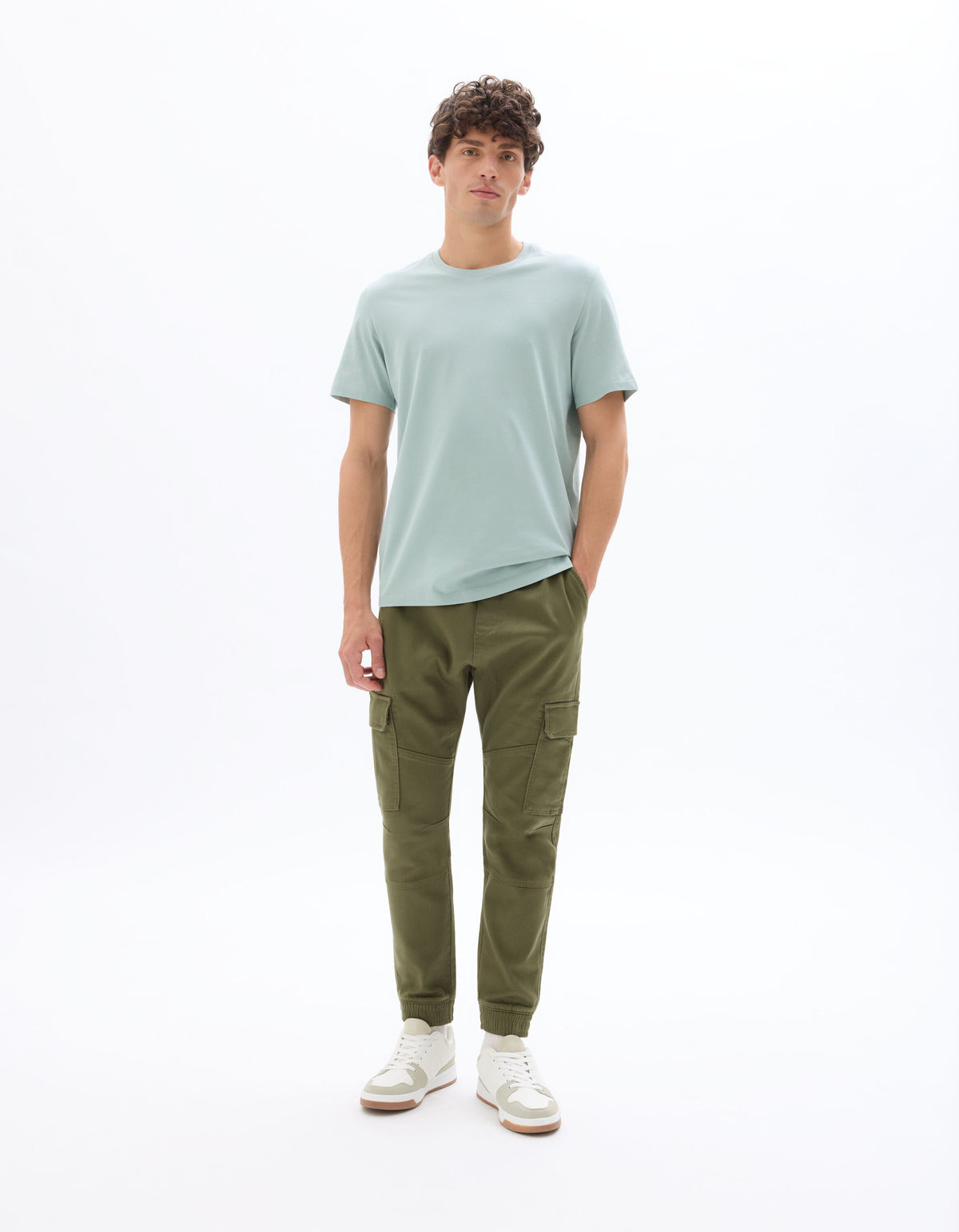 Slim Fit Cotton Blend Solid Casual Trouser - Khaki