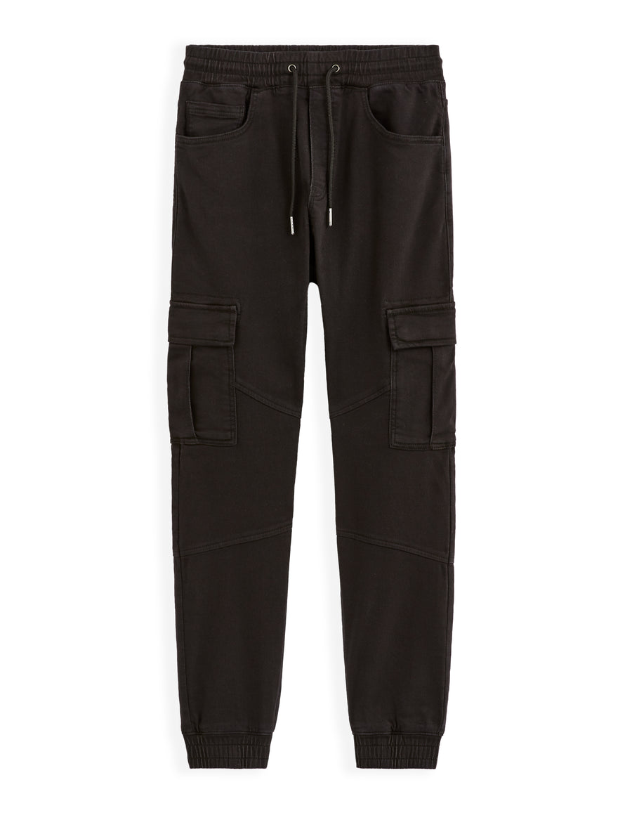 Slim Fit Stretch Cotton Trousers - Black