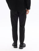 Slim Fit Stretch Cotton Trousers - Black
