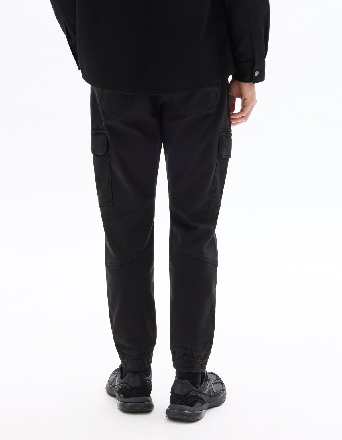 Slim Fit Stretch Cotton Trousers - Black