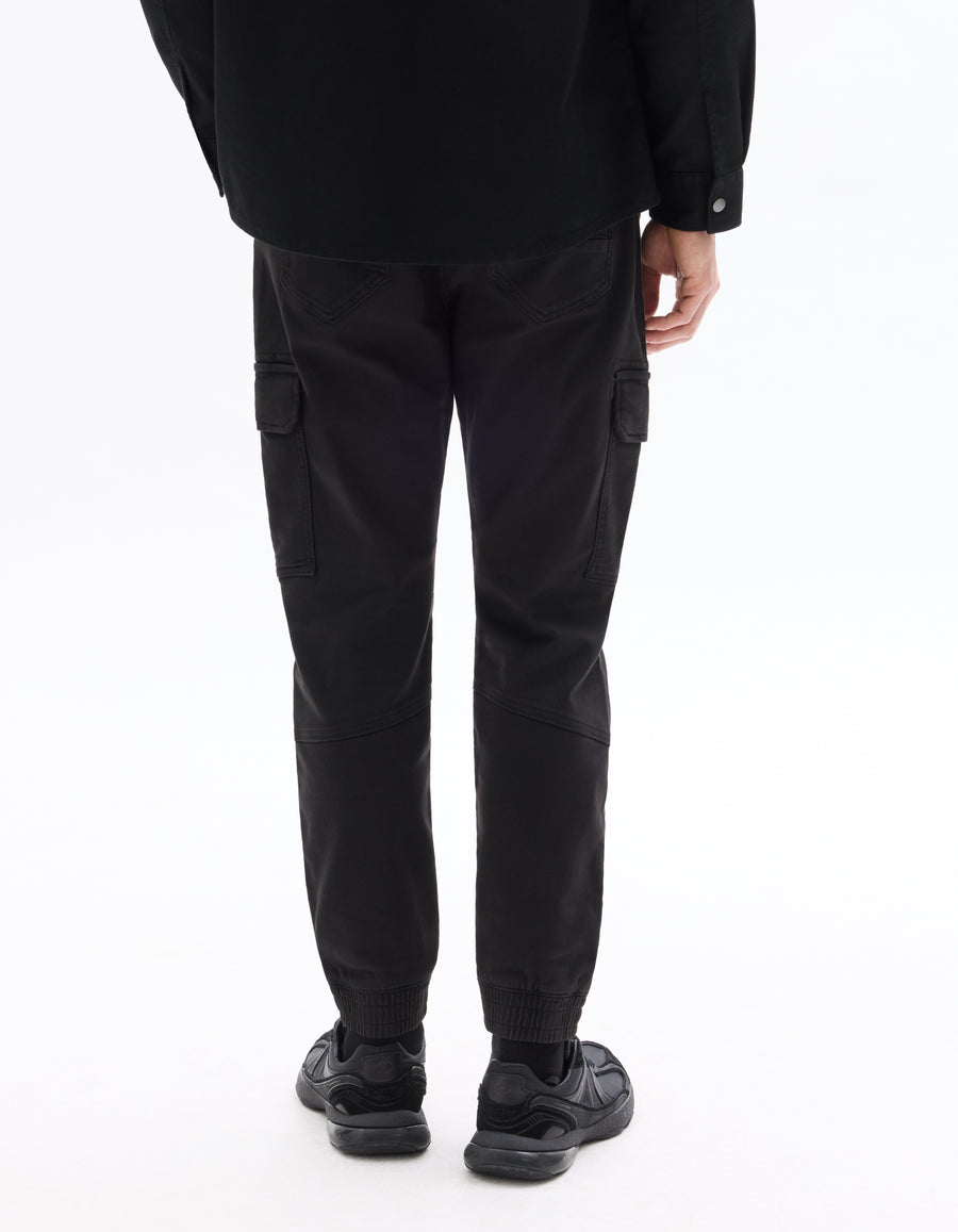 Slim Fit Stretch Cotton Trousers - Black