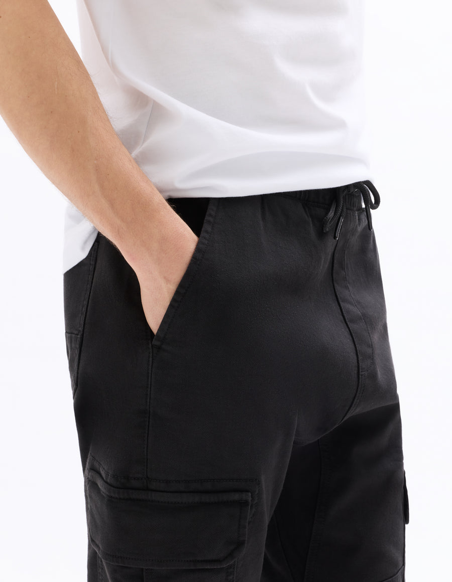 Slim Fit Stretch Cotton Trousers - Black