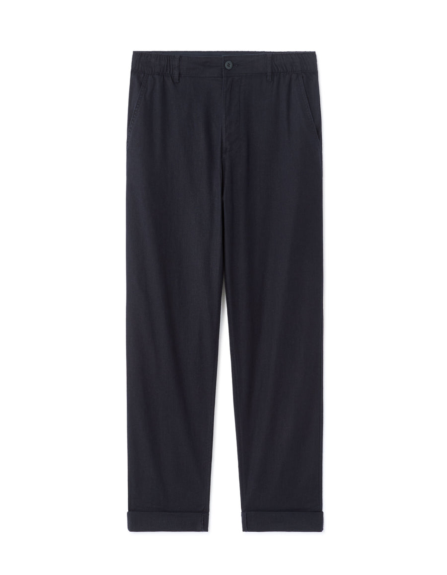 Straight Fit Trousers - Navy Blue