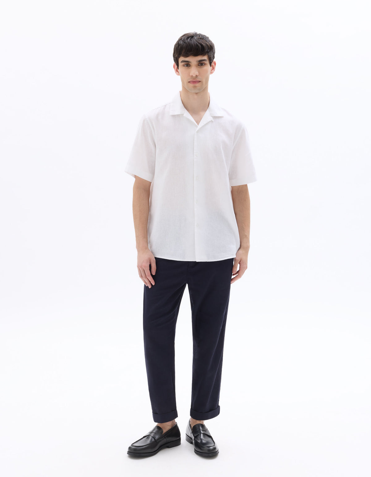 Straight Fit Trousers - Navy Blue