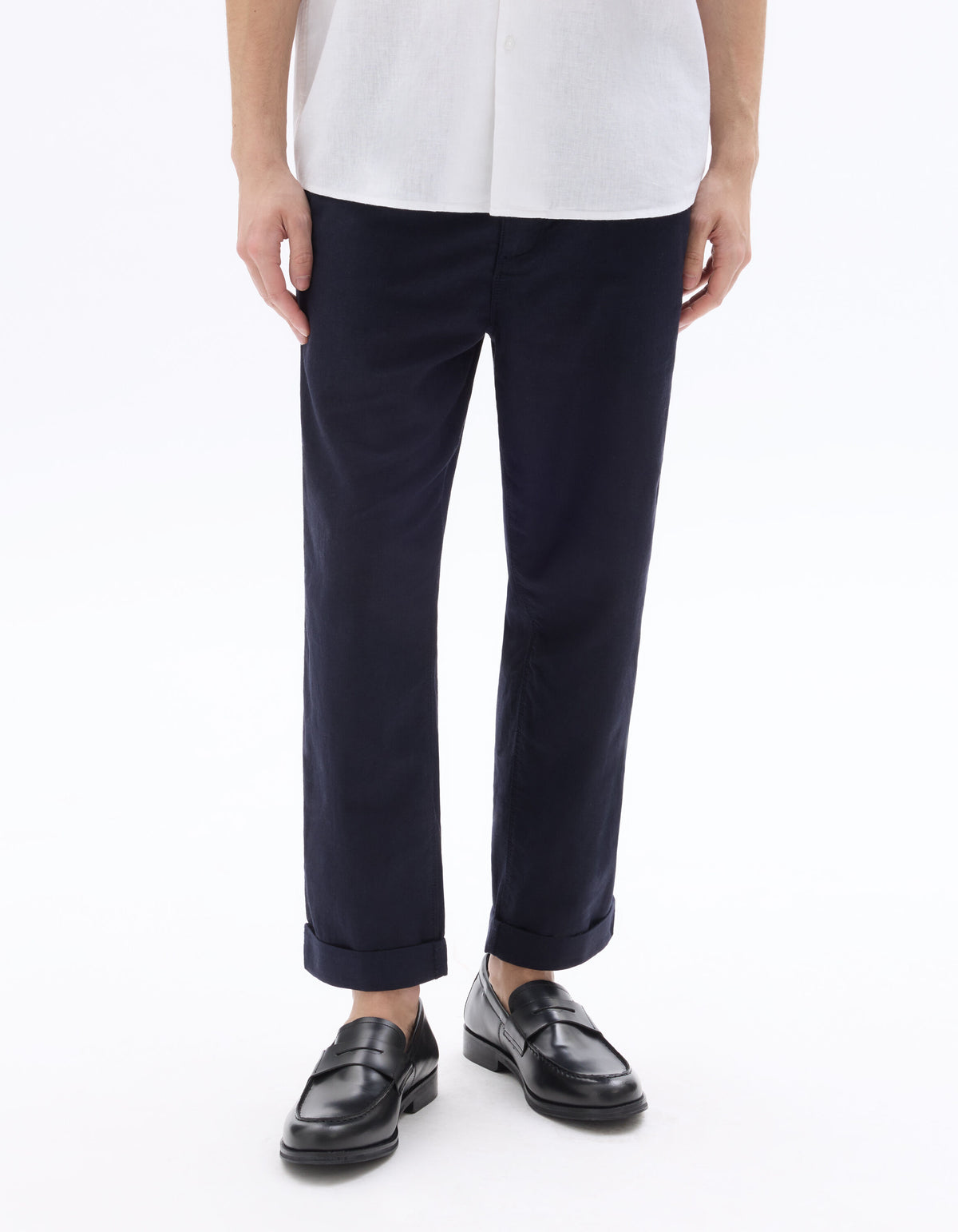 Straight Fit Trousers - Navy Blue