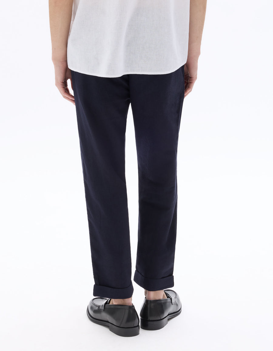 Straight Fit Trousers - Navy Blue