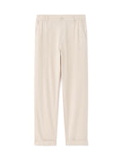 Straight Fit Cotton Linen Trousers - Natural