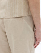 Straight Fit Cotton Linen Trousers - Natural