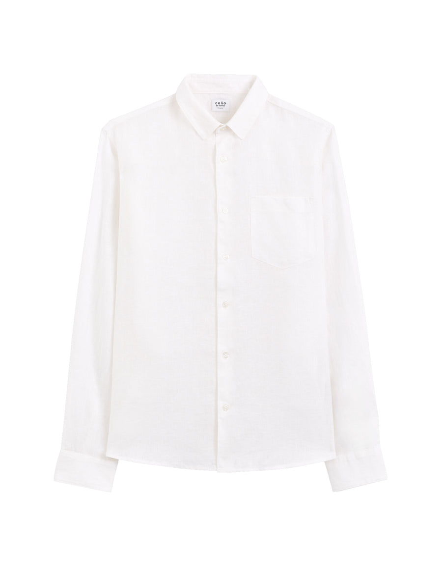 Regular Fit 100% Linen Shirt - White