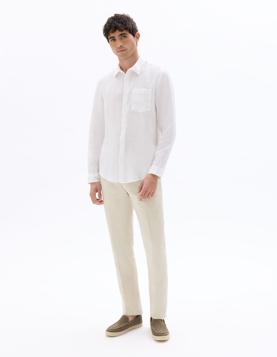 Regular Fit 100% Linen Shirt - White