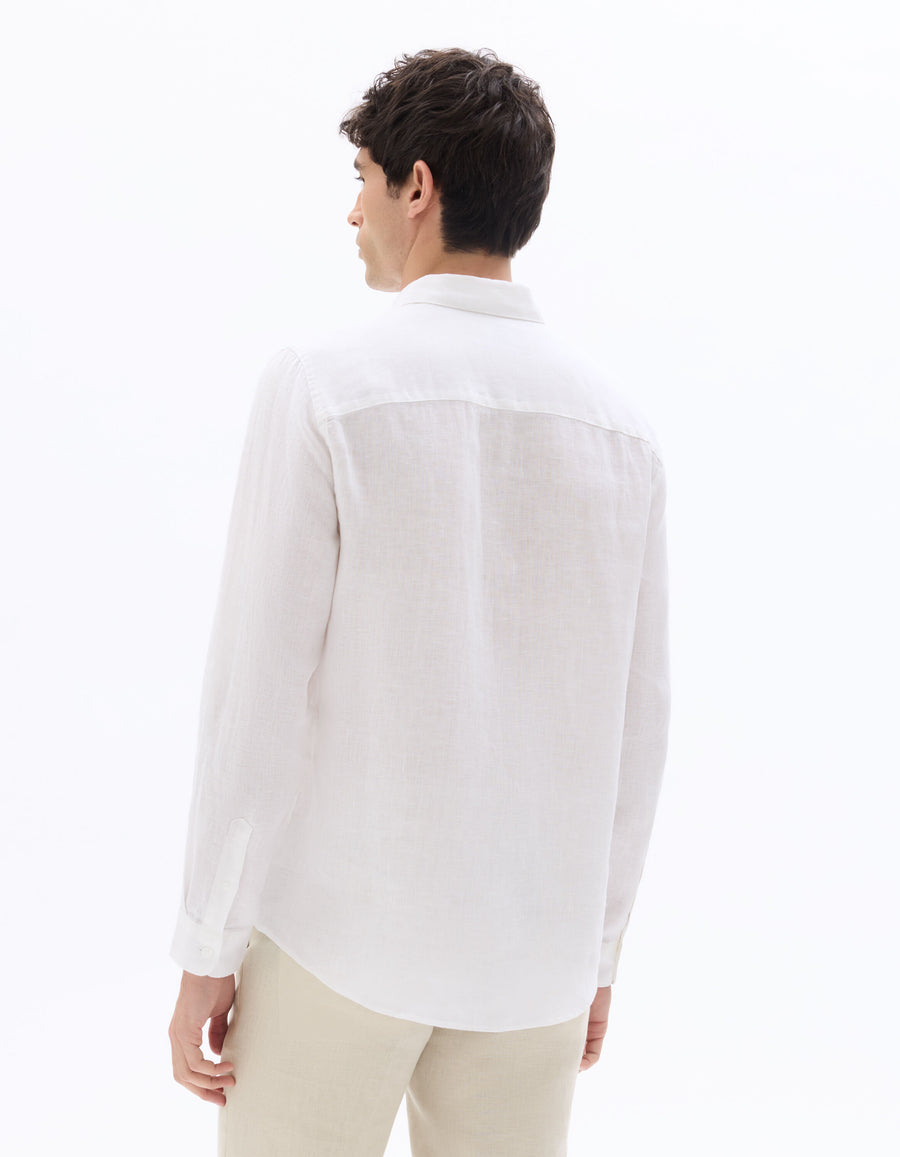 Regular Fit 100% Linen Shirt - White