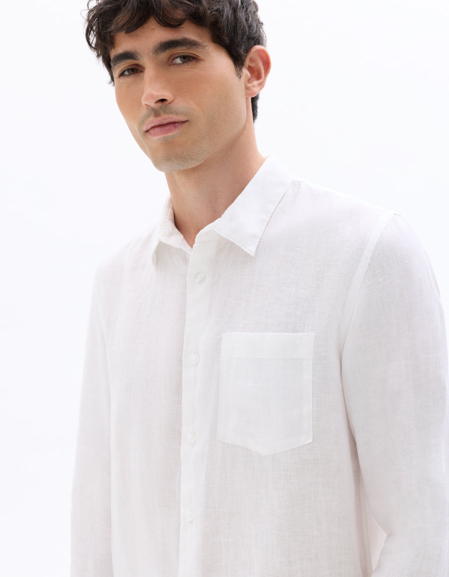 Regular Fit 100% Linen Shirt - White