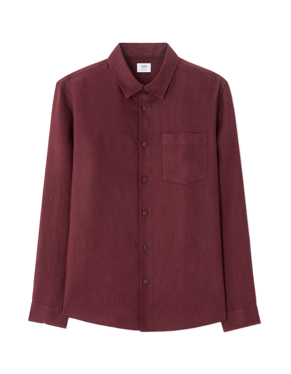 Regular Fit 100% Linen Shirt - Purple