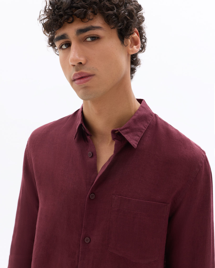Regular Fit 100% Linen Shirt - Purple