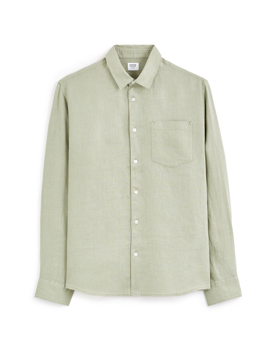 Regular Fit 100% Linen Shirt - Green