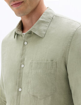Celio Mens Khaki Solid Regular Fit Linen Shirts