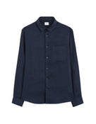 Regular Fit 100% Linen Shirt - Navy Blue