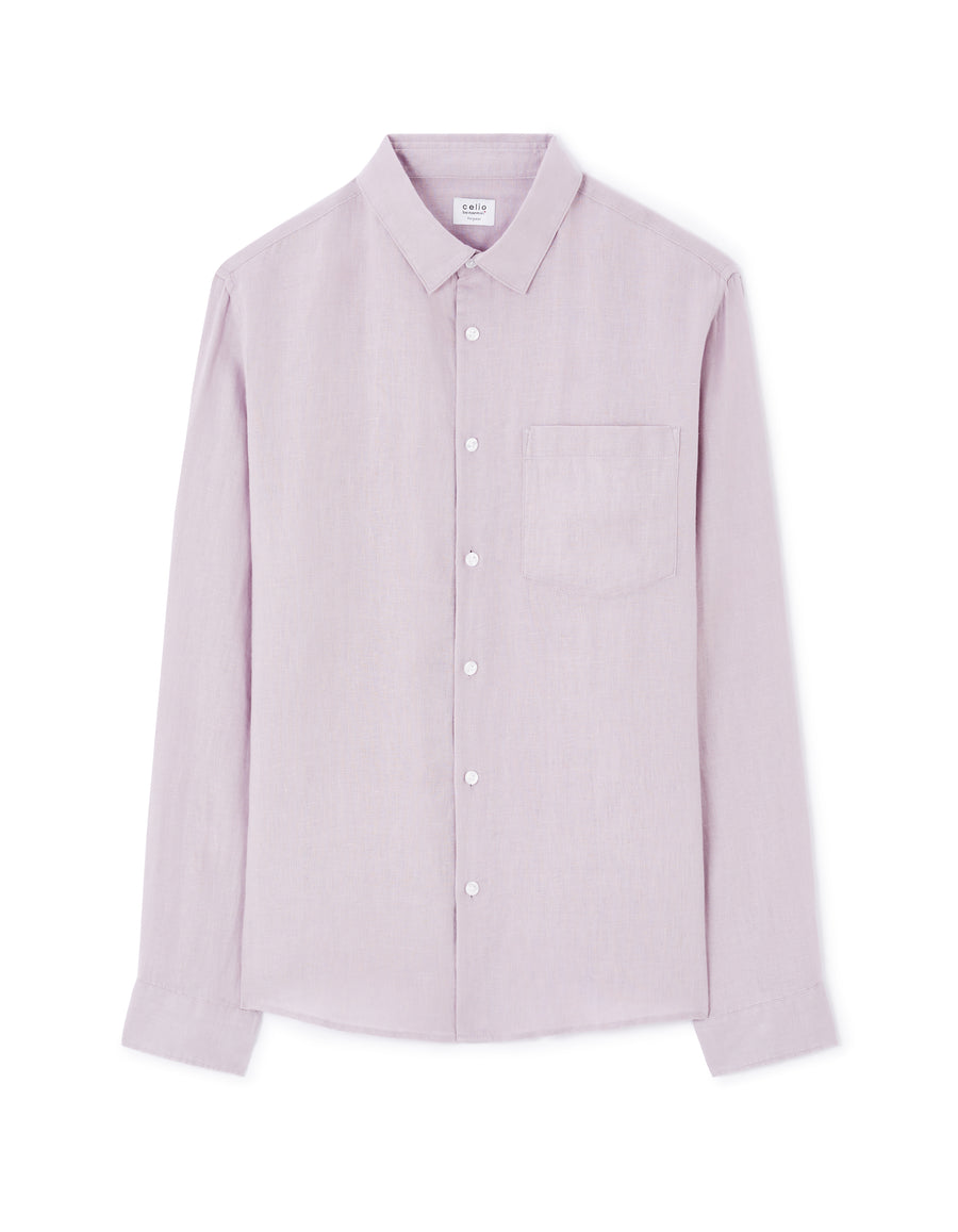 Regular Fit 100% Linen Solid Shirt - Lilac