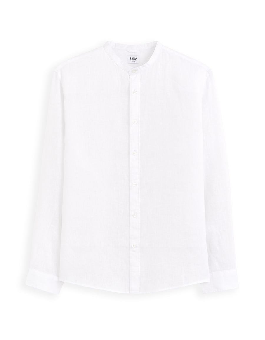 Regular Fit Mandarin Collar Shirt - White