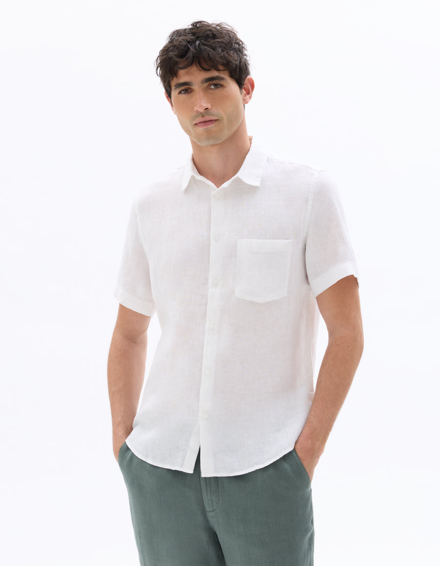 Regular Fit 100% Linen Shirt - White