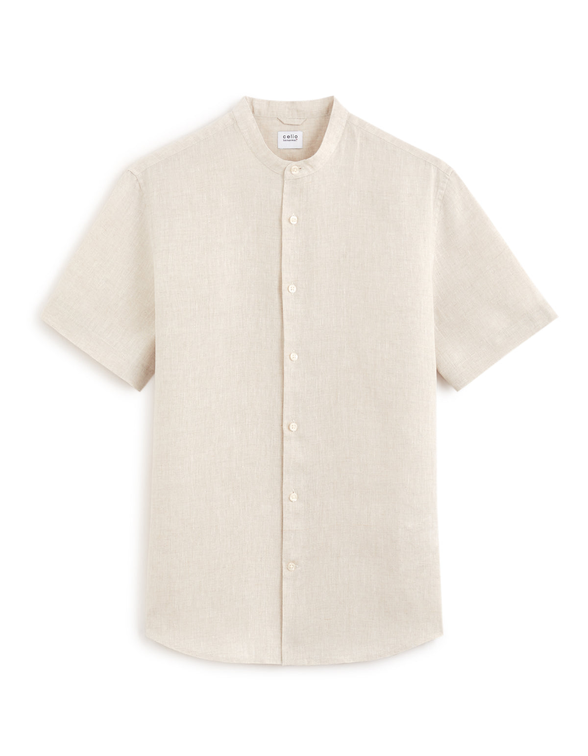 Regular Fit Mandarin Collar Shirt - Natural