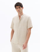 Regular Fit Mandarin Collar Shirt - Natural