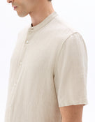 Regular Fit Mandarin Collar Shirt - Natural