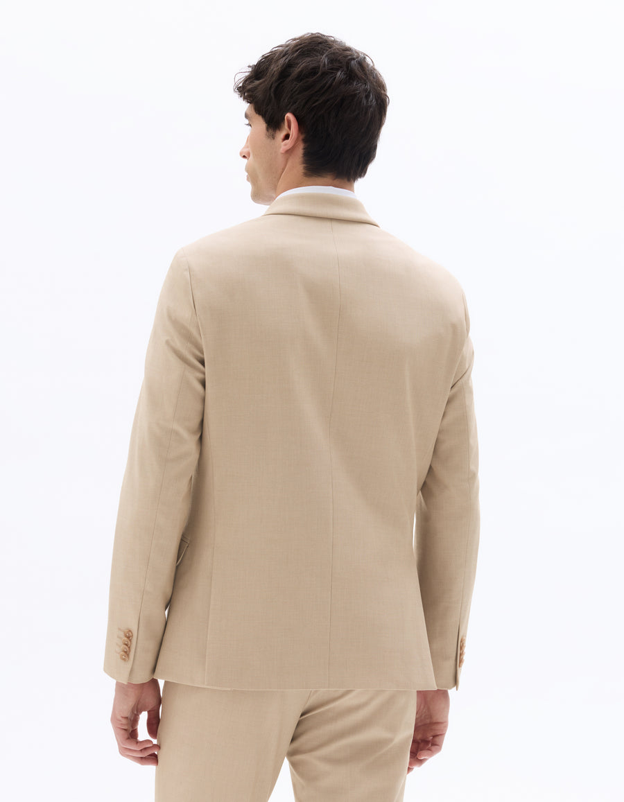 Slim Fit Poly Viscose Blazer - Light Beige