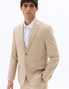 Slim Fit Poly Viscose Blazer - Light Beige
