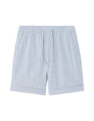 Straight Fit Cotton Linen Shorts - Blue