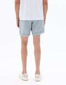 Straight Fit Cotton Linen Shorts - Blue