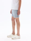 Straight Fit Cotton Linen Shorts - Blue