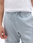 Straight Fit Cotton Linen Shorts - Blue