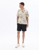 Straight Fit Cotton Linen Shorts - Black