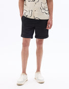 Straight Fit Cotton Linen Shorts - Black