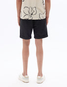 Straight Fit Cotton Linen Shorts - Black