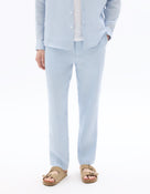 Straight Fit 100% Linen Trousers - Light Blue