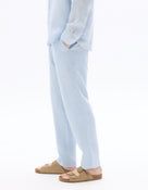 Straight Fit 100% Linen Trousers - Light Blue