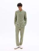 Relaxed Fit 100% Linen Solid Casual Trouser - Green