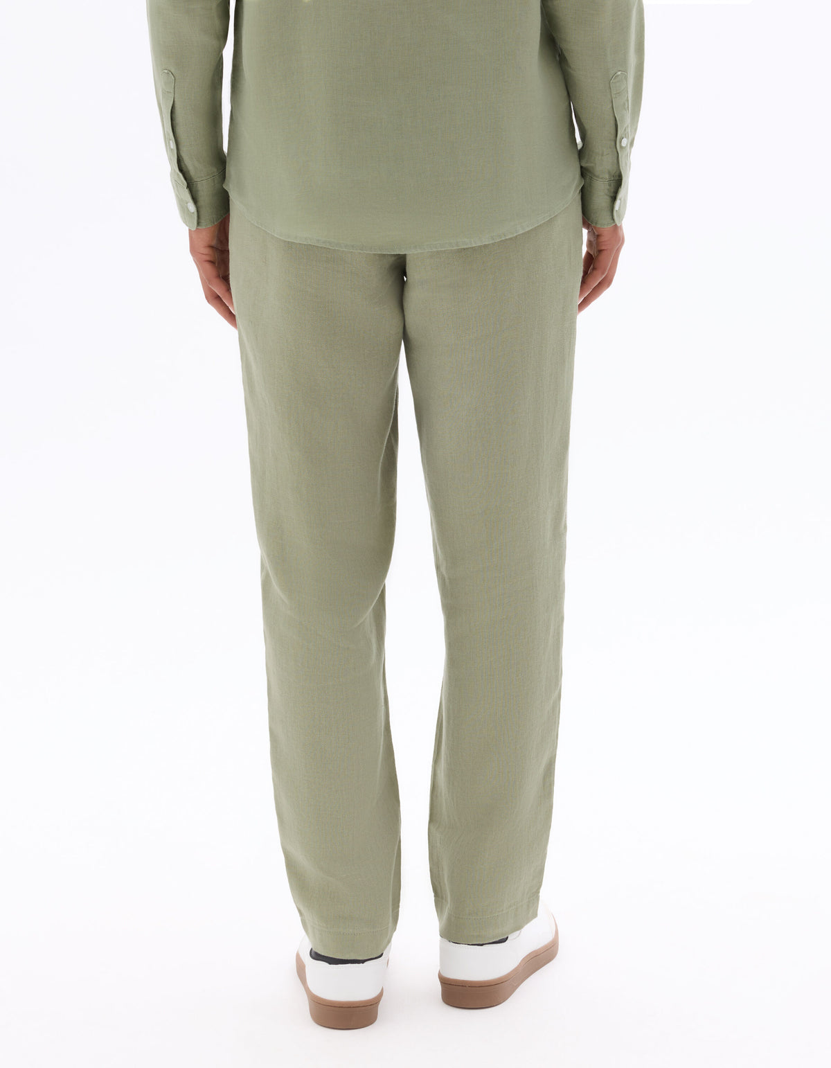 Relaxed Fit 100% Linen Solid Casual Trouser - Green