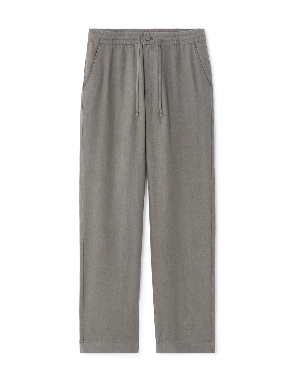Straight Fit 100% Linen Trousers - Dark Grey