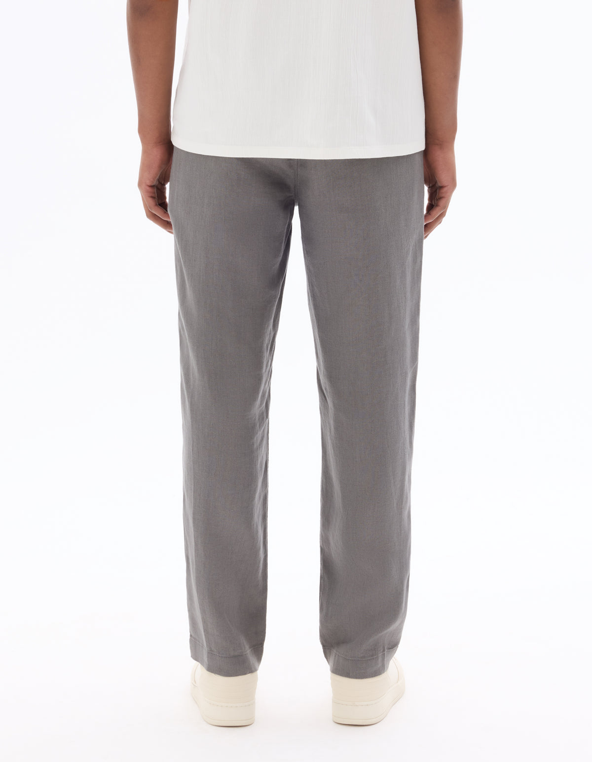 Straight Fit 100% Linen Trousers - Dark Grey