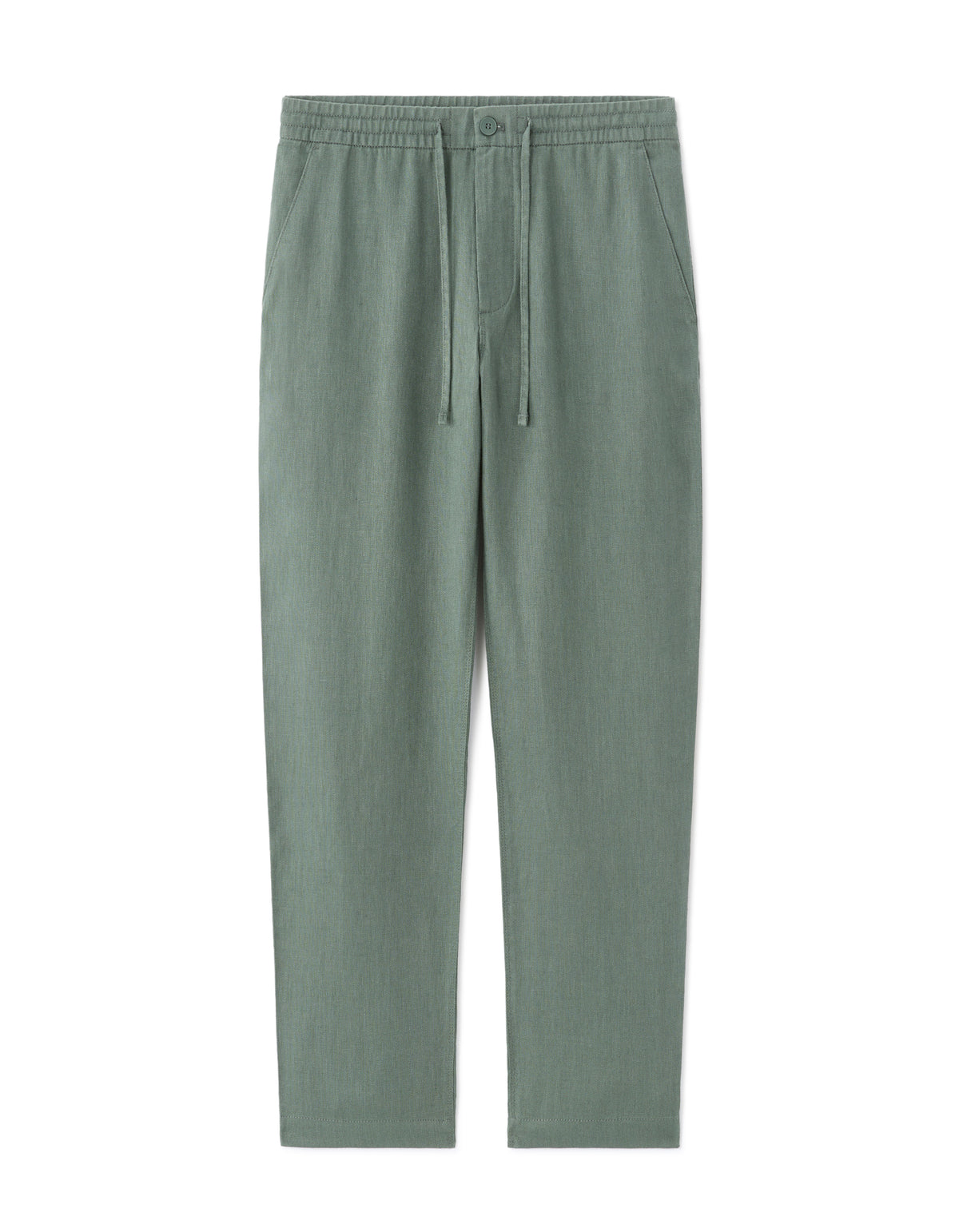 Straight Fit 100% Linen Trousers - Light Green