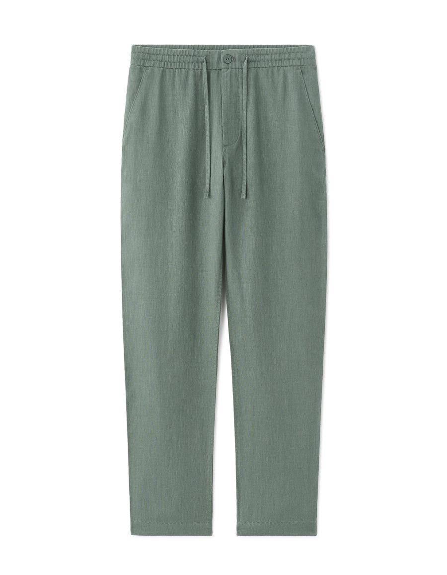 Straight Fit 100% Linen Trousers - Light Green