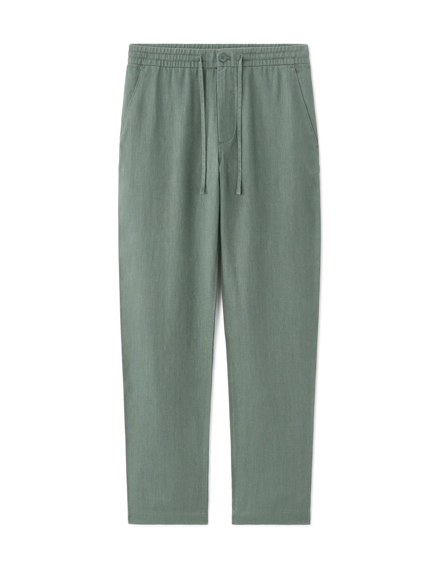 Straight Fit 100% Linen Trousers - Green