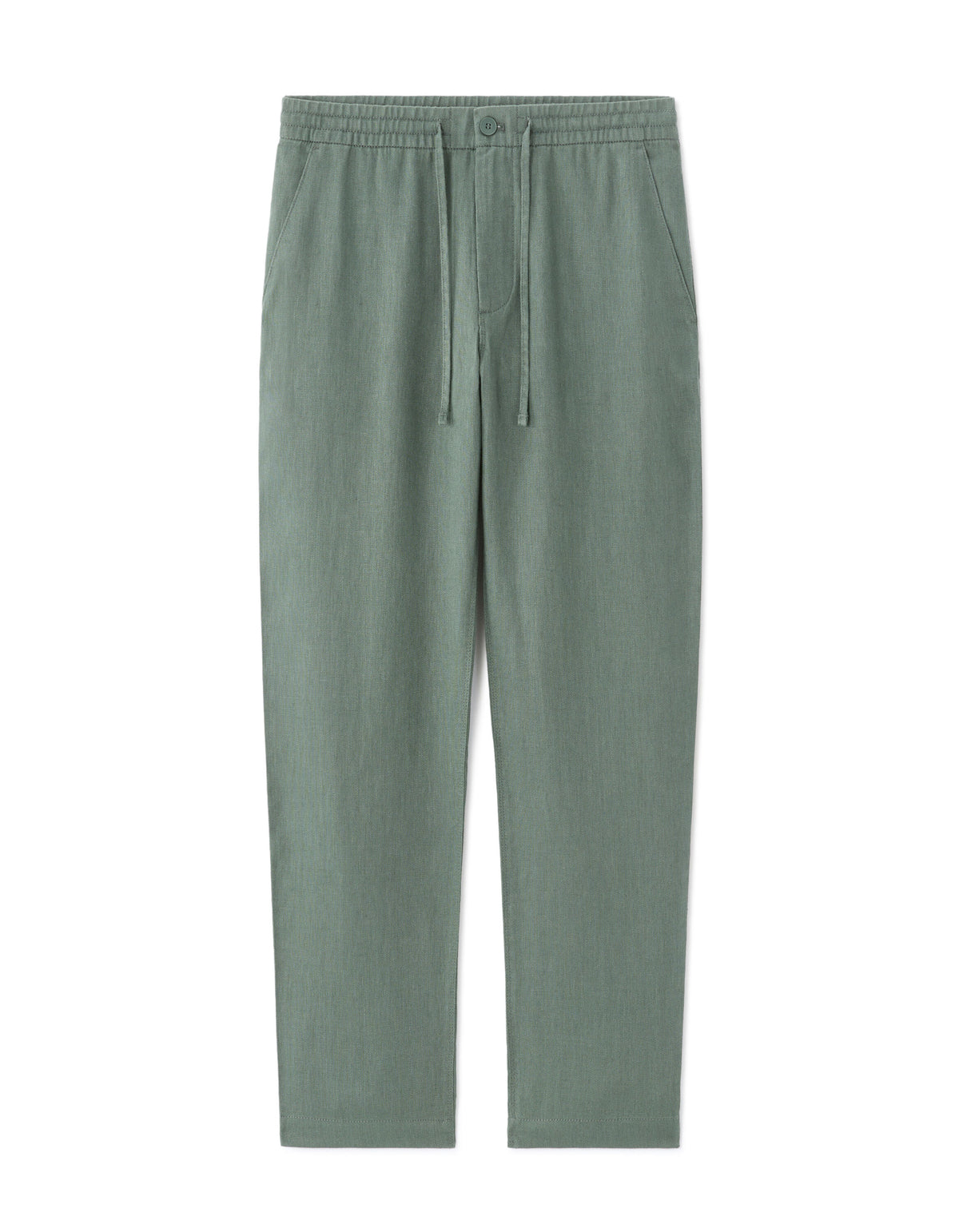 Straight Fit 100% Linen Trousers - Green