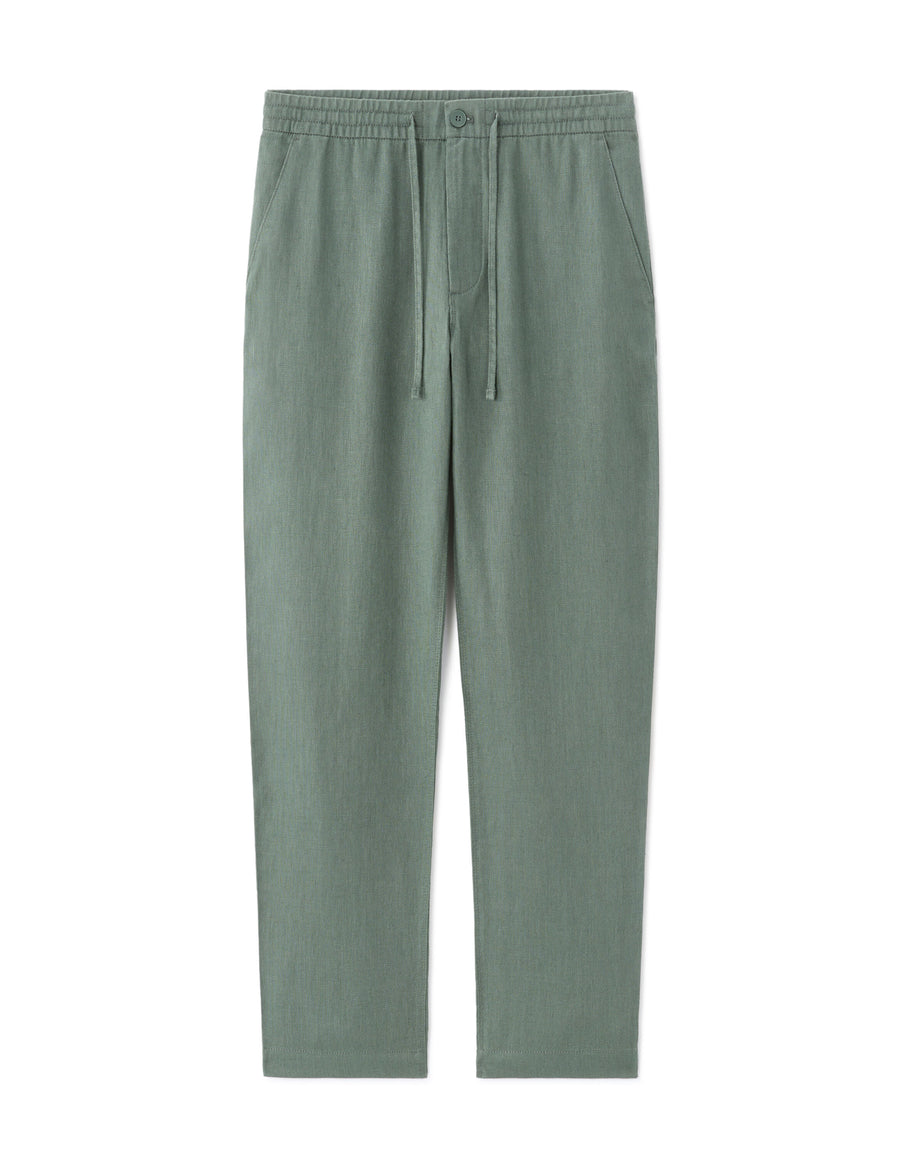 Straight Fit 100% Linen Trousers - Green